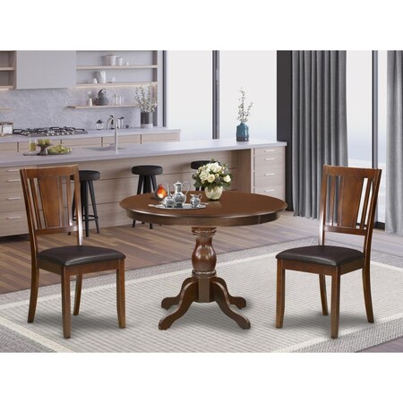 East West Furniture 3 Piece Hartland Kitchen Table Set - Mahogany HBDU3-MAH-C